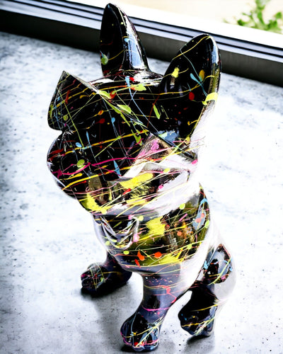 Kolorowy Psiak Artystyczny - Bulldog francez pictat manual, personalizare cu gravură, ideal pentru cadou