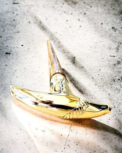 Ручно Різьблена Подорожня Палиця для прогулянок "Королівський Мандрівник" коричневого кольору із золотими оздобленнями