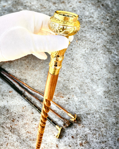 Kompasso Brown - Laska na procházky - Dřevěná Ručně Vyřezávaná - Exkluzivní Edice s Možností Gravírování