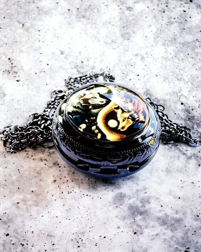 Pocket Watch "Mystic Wolves" with personalization engraving option