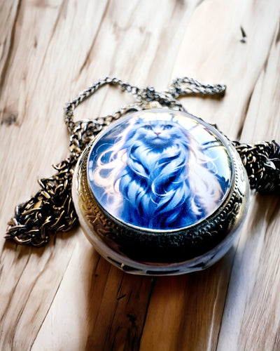 "Starry Cat" Pocket Watch with Engraving Option, 2 Color Variants Available
