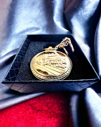 Карманний годинник "Імперський Поїзд", можливість персоналізації гравіюванням, золотий колір