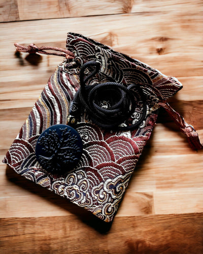 Colier "Arborele Vieții" din Obsidian - personalizare cu gravură