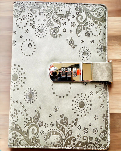 Exkluzivní zápisník, PU kůže, A5 s číselným zámkem - "Secret Journal", personalizace gravírováním