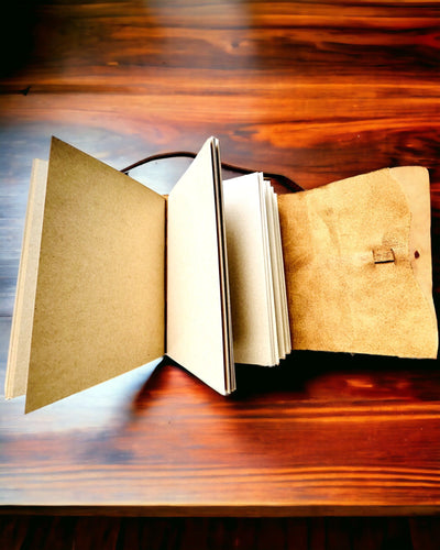 Notatnik Premium "RetroNotes" – Carnet elegant din piele veritabilă - 200 de pagini, 120g, carnet, caiet de schițe, culoare maro, personalizare cu gravură