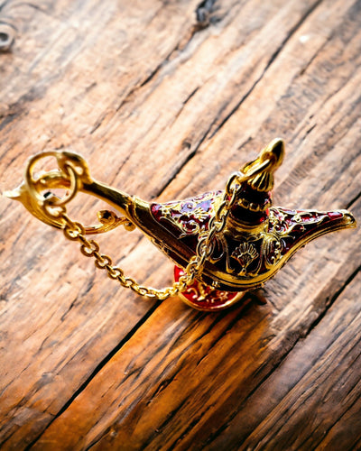 Small 4 cm Magic Aladdin Lamp, keychain, 6 color variants - Enchanted Memories, personalization with engraving