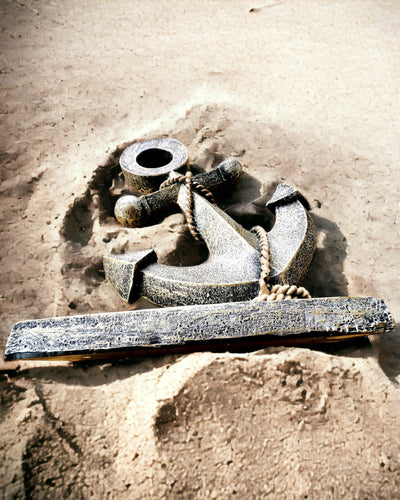 Sculptură Rustică de Ancoră din Rășină - "Legenda Marină", ancoră personalizată cu gravură