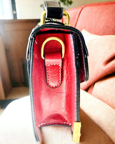 Geantă de Umăr Pătrată "Królewski Ryk" cu Cap de Leu