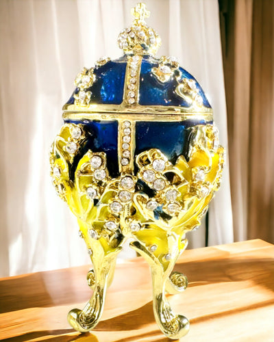Pudełko na Biżuterię 'Cesarskie Jajo' Faberge – Styl Vintage, Dekoracyjny Pojemnik na Akcesoria