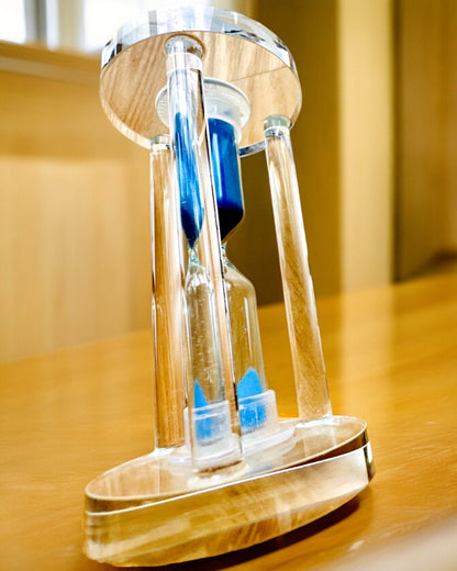 Přesýpací hodiny „Blue Elegance”, 10 cm vysoké, odměřují 10 minut času