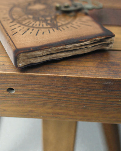 Шкіряний записник «Пентагон і череп» з опаленими краями (18x13 см)