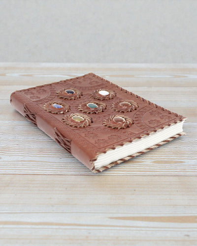 Leather Notebook Chakra Stones – Hand-Decorated Journal of Harmony