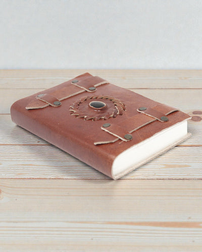 Шкіряний «Чорний онікс» із ремінцями, записник 15×10 см