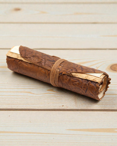 Скручений шкіряний дорожній записник — 96 сторінок — натуральний 21x15см