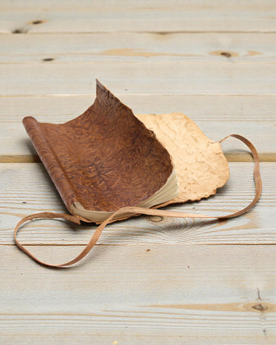 Скручений шкіряний дорожній записник — 96 сторінок — натуральний 21x15см