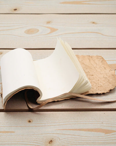 Скручений шкіряний дорожній записник — 96 сторінок — натуральний 21x15см