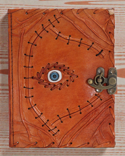 Solarius Guard – Leather Notebook of the Evil Eye with Hand Stitching