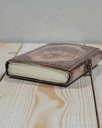Leather Notebook Lotus Mandala Serenity – Esoteric Journal 17,5 × 12,5 cm