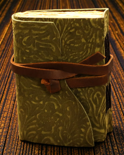 Green Maze Vintage – kožený zápisník s uměle zestárlými listy 12,7 × 8,9 cm