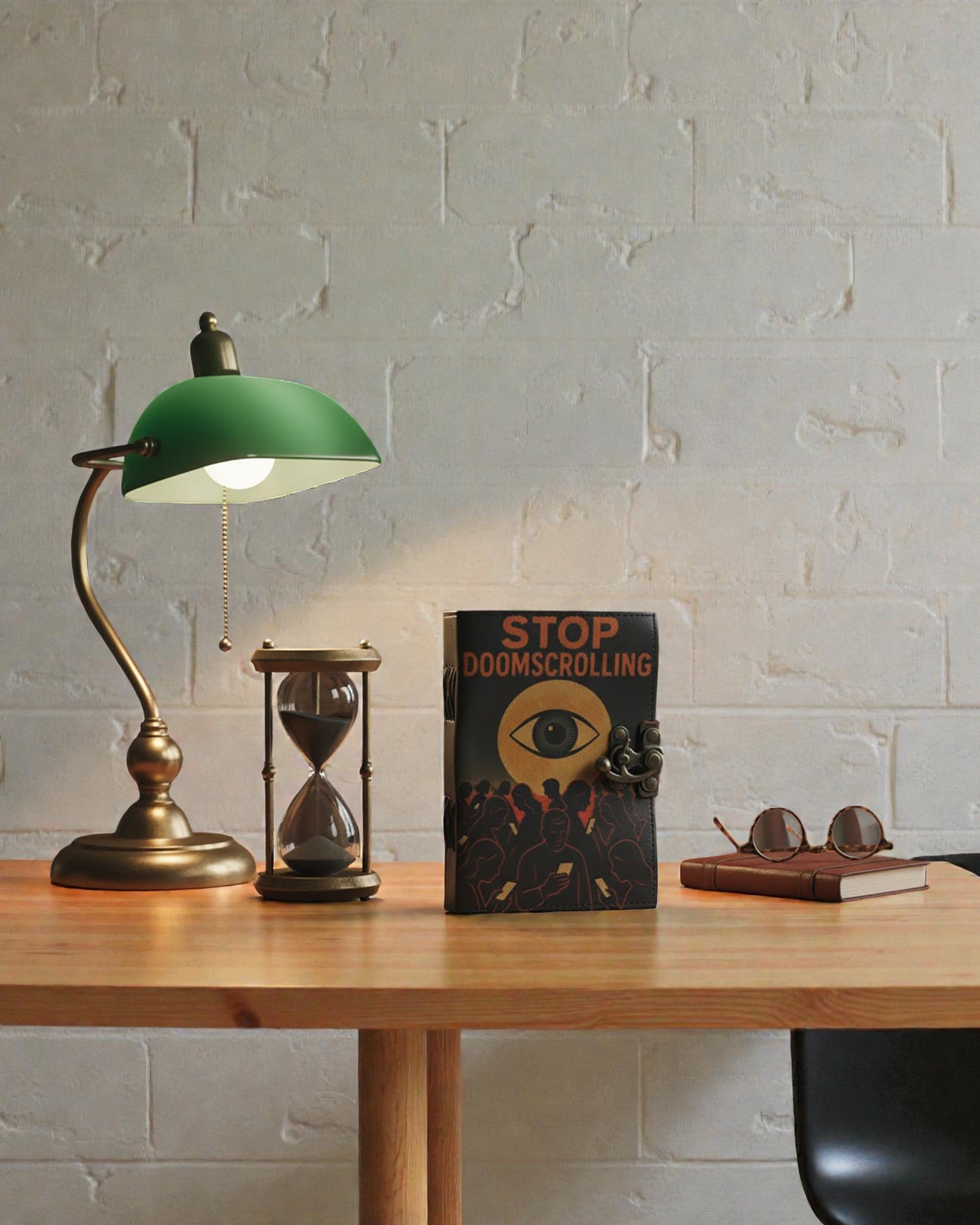 Carnet de notițe din piele, tipărit – Oprește derularea compulsivă - 17.8x12.7 cm