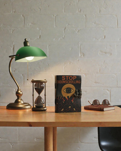 Carnet de notițe din piele, tipărit – Oprește derularea compulsivă - 17.8x12.7 cm