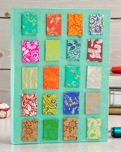 Umělecký zápisník Lokta Mozaika – mini kachličky tyrkysové (45 listů, 21 x 15 cm)