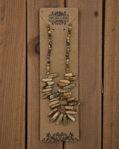 Ziemska Opowieść – Naszyjnik z Długich Kamieni z Jaspisu Obrazkowego