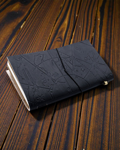 Handmade Leather Notebook My Little Black Book – Vintage Journal with Embossing (80 pages)