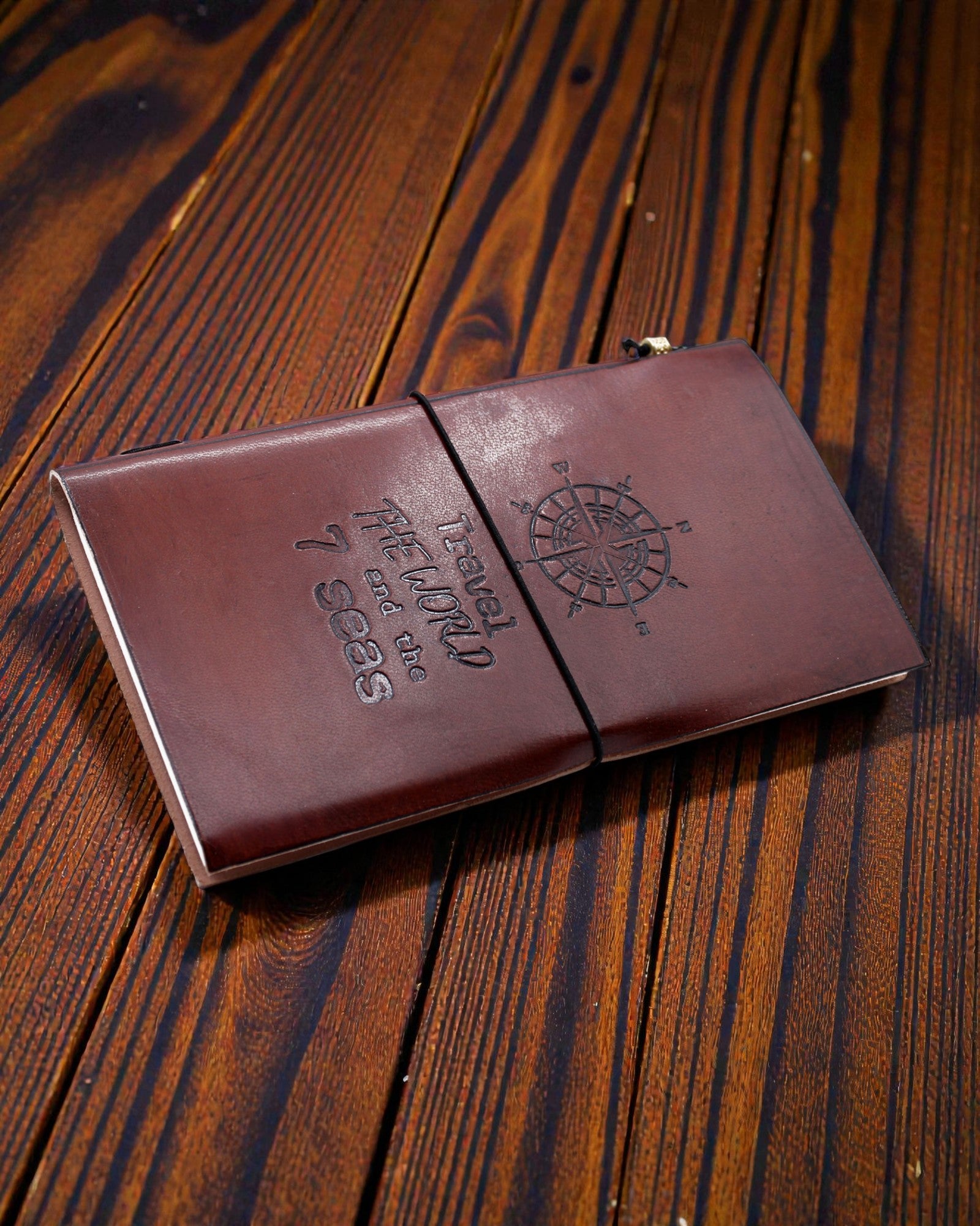 Handmade Leather Journal - Travel the World - Brown (80 pages)