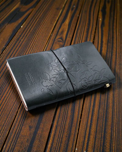 Jurnal din piele lucrat manual - Arborele Vieții - Verde (80 pagini)