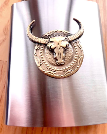Bizon Flask – Sticlă de buzunar elegantă cu motiv de bizon - posibilitate de personalizare cu gravură pentru cadou