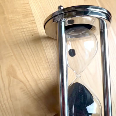 Aluminum Hourglass 15 min with Personalized Engraving Option, Black, 10.15x10.15x20.25 cm