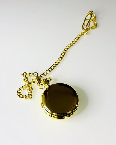 Ceas de buzunar mecanic clasic cu capac dublu, manual, culoare aurie, cu gravură