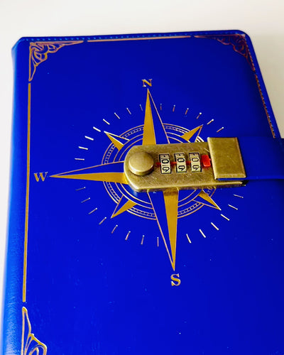 Notatnik Premium z Zamkiem Szyfrowym A5 - Styl Vintage z Kompasem, Japoński Design, Artykuły Papiernicze dla Studentów i Biznesu. Personalizacja grawerem
