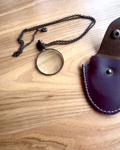 Vintage Look - Скляна Лупа з Шкіряним Чохлом, можливість персоналізації гравіюванням