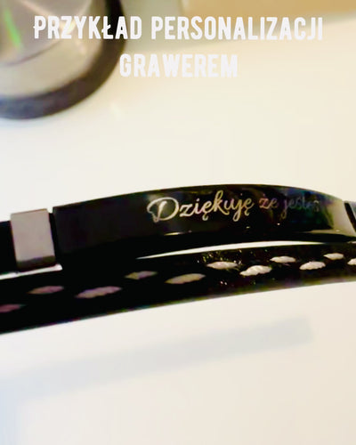 Brățară Sport din Piele PU și Oțel Inoxidabil cu Posibilitate de Gravare – 3 Culori