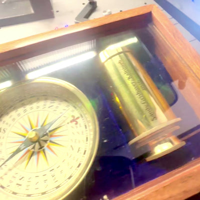 Gift Set with Brass Compass and Telescope in an Elegant Wooden Box with Engraving