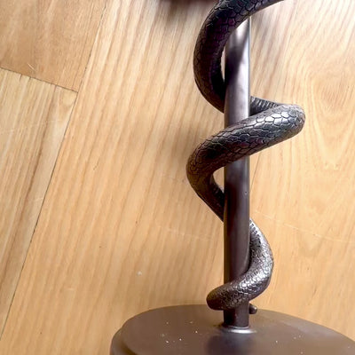 Aesculapius Staff figurine 30 cm made of resin - personalized gift for a doctor, nurse, or pharmacist - brown/brass decoration with engraving