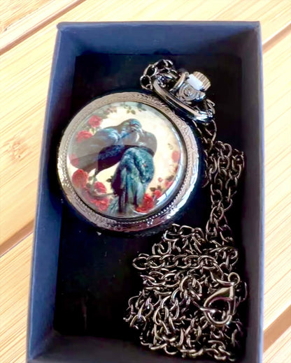 Pocket Watch 'Kiss of the Ravens' with Engraving – personalized engraving for a gift