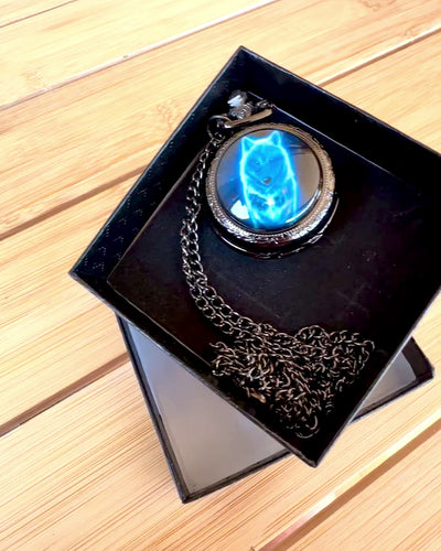 Ceas de Buzunar Lunar Wolf – Ceasul Lupului Lunar, posibilitate de personalizare cu gravură pentru cadou