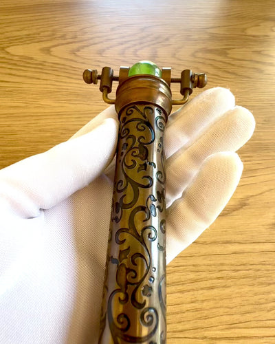 Kaleidoskop Vintage „Smaragdové sny”, 15 cm – ručně vyrobený, možnost personalizace gravírováním jako dárek