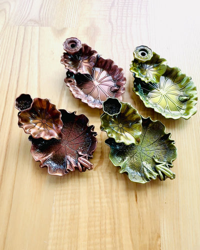 Елегантний металевий тримач для пахощів Лист Лотоса - 4 варіанти на вибір, можливість персоналізації гравіюванням на подарунок