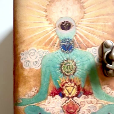 Leather Notebook Buddha and 7 Chakras – Mindfulness Journal 13 × 18 cm