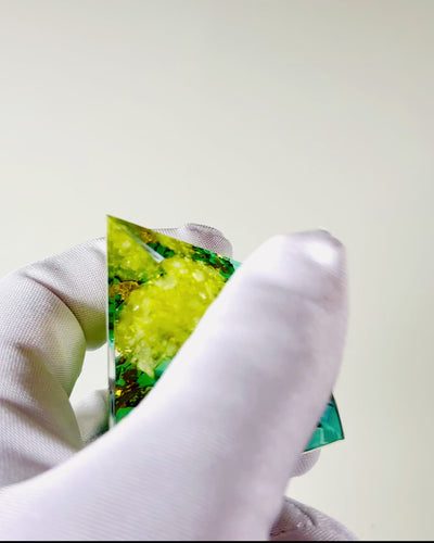 Оргонітова пірамідка з цитрином і бірюзою – генератор енергії чакри, інструмент рейкі, декорація для медитації