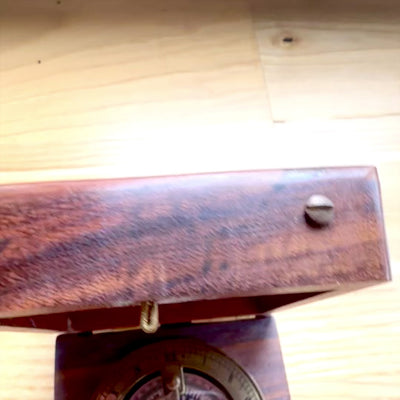 Compass with Gilbert Sundial in Wooden Case with Personalized Engraving Option