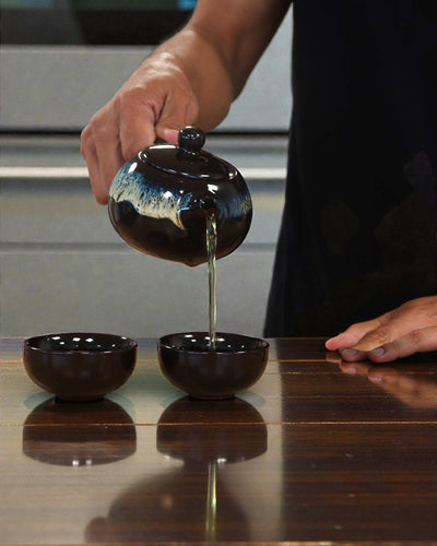Black Glaze – Small Tea Set with 2 Cups