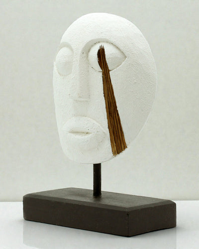 Timorska Maska Strażnik Przodków 27x20 cm – Biała