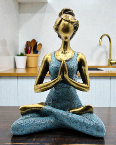 Woman Figurine 24 cm – Yoga Gold-Turquoise Energy