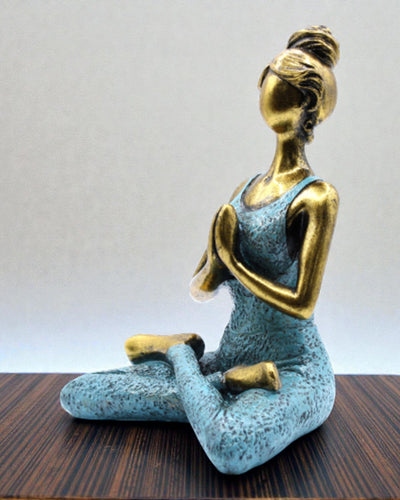 Woman Figurine 24 cm – Yoga Gold-Turquoise Energy