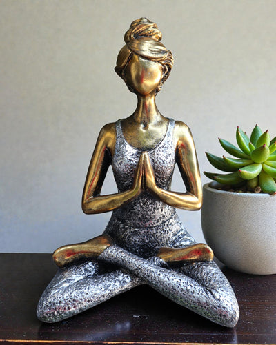 Woman Figurine 24 cm – Yoga Gold-Silver Classic